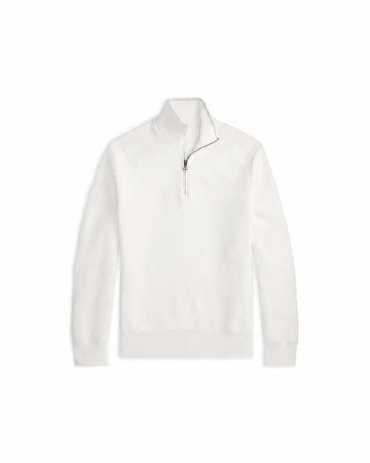 Mesh-Knit Cotton Quarter-Zip Sweater