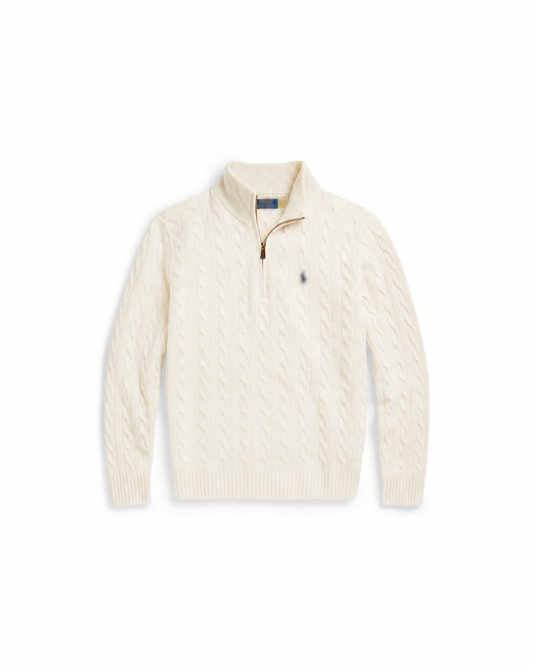 Men’s Luxury Wool & Cashmere Blend Cable-Knit Quarter-Zip Jumper
