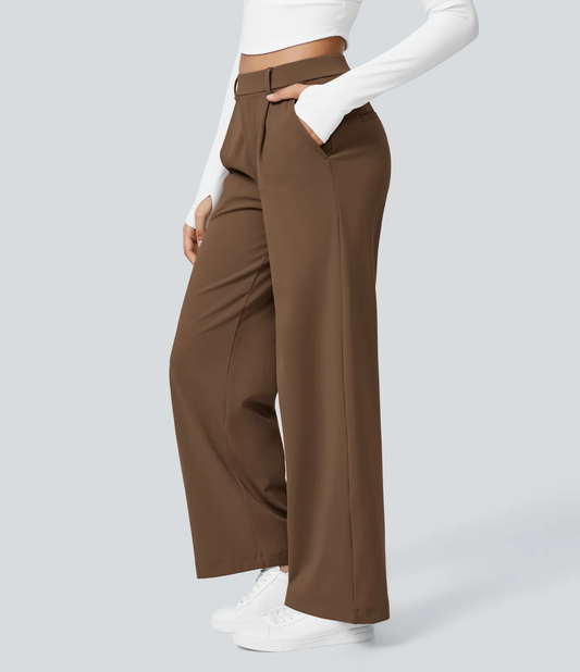 ⏰Big Spring Sale!High Waisted Side Pocket Straight Leg Work Pants